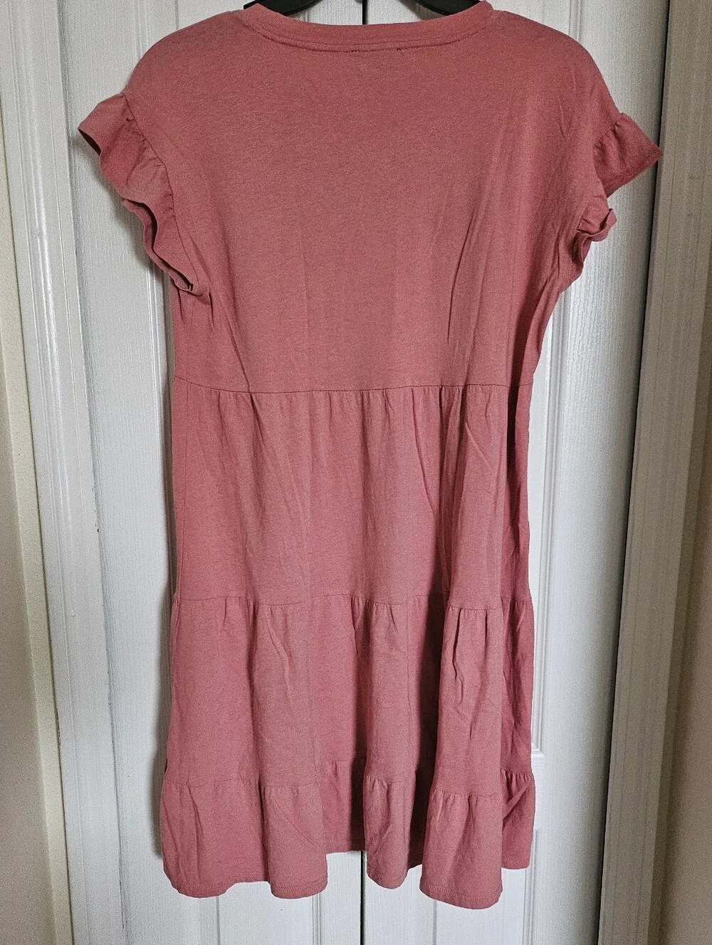 J.Crew XS Pink Tiered Ruffle Sleeve Mini Dress 100% Cotton Casual Re-Imagined.